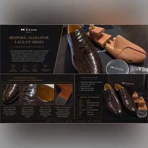 Bespoke Kiton Chocolate Brown Premium Alligator Lace-Up Oxfords